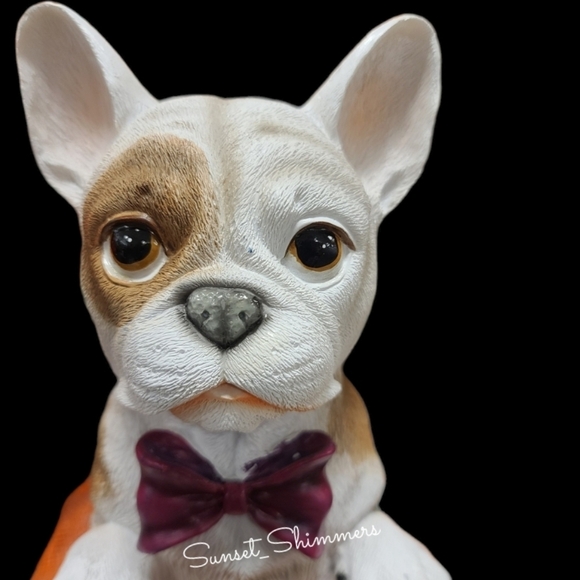 French Bulldog Frenchie Dog Bow Tie Halloween Trick or Treat Bag Figure Decor - Picture 2 of 6
